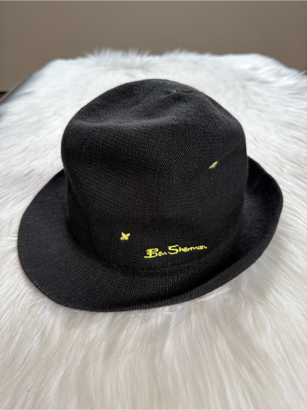 Ben Sherman Black Knit Fedora Hat S/M